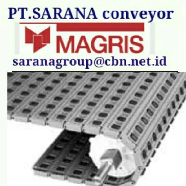 MAGRIS TABLETOP CHAIN PT SARANA CONVEYOR MAGRIS CHAIN STEEL & PLASTIC CHAINS STOCK JAKARTA