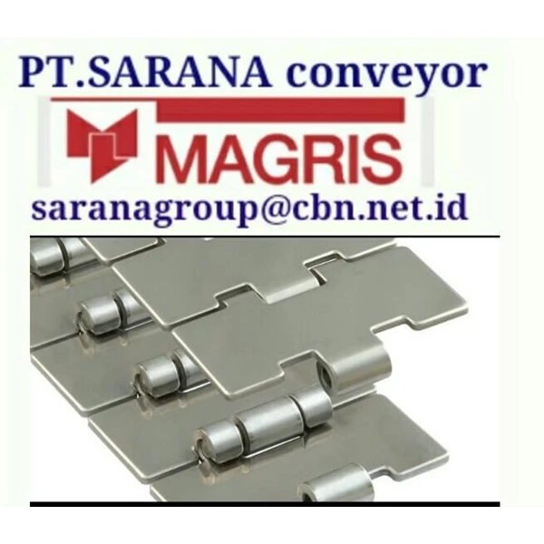 MAGRIS TABLETOP CHAIN PT SARANA CONVEYOR MAGRIS CHAIN STEEL & PLASTIC CHAINS STOCK JAKARTA