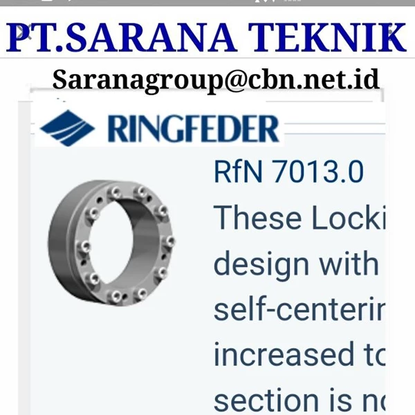 RINGFEDER LOCKING ASSEMBLY RFN 7012 PT SARANA TEKNIK POWER LOCK